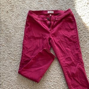 Red straight leg pants